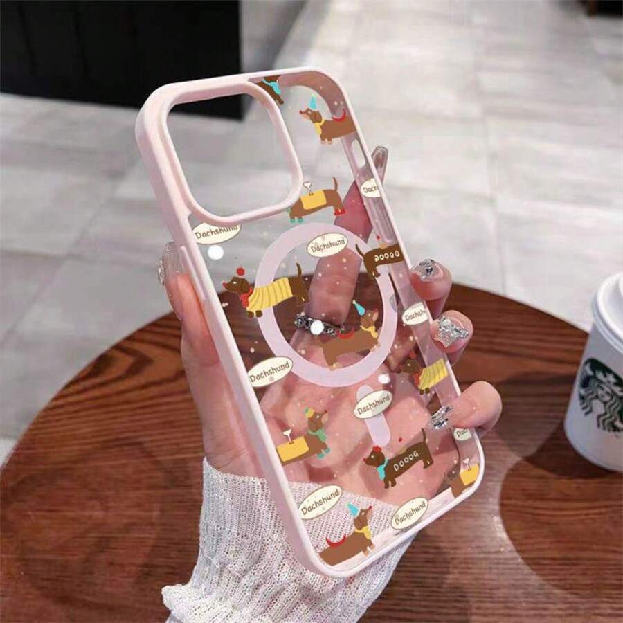 Dachshund Dog Is Suitable For Apple 16promax Magnetic Acrylic For IPhone 15 Mobile Phone Case 14/13 Anti-Fall