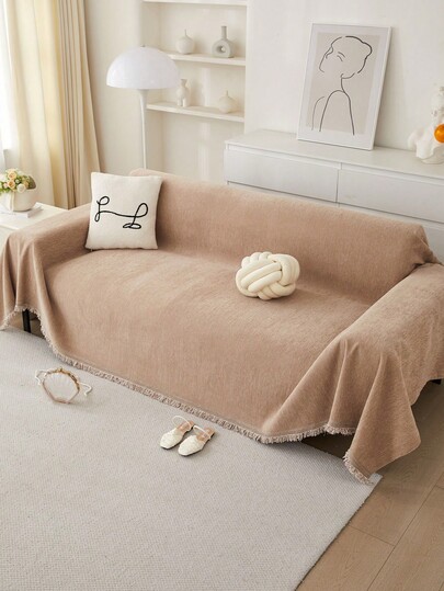 1pc Solid Color Waterproof Pet Sofa Cover, Anti-Scratch Sofa Slipcover, All Season Sofa Protector, Furniture Cover Towel For Bedroom, Office, Living Room, Home Decor