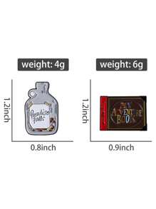 2pcs Bottle Books Enamel Needles Creative Fun Brooch Collar Badge Jewelry Gift For Friends - Multicolor - View 2