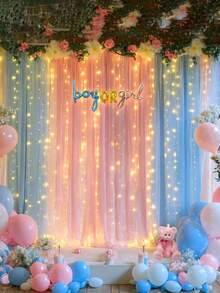 1/2/6 pièces Décorations de fête de révélation du bleu et rose, toile de fond en tulle (lumières non incluses), convient pour la fête de révélation du , la décoration de la baby shower, également pour l'anniversaire d'un garçon ou d'une fille, décor de fête, fournitures de baby shower, décorations de fête - Multicolore - Voir 9