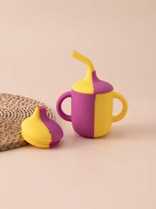 1PC Baby Personalized Customization Name And Pattern Silicone Cups Baby Tableware Plain Water Bottle Kids Custom Sippy Cup With Double Lids - Multicolor - View 18