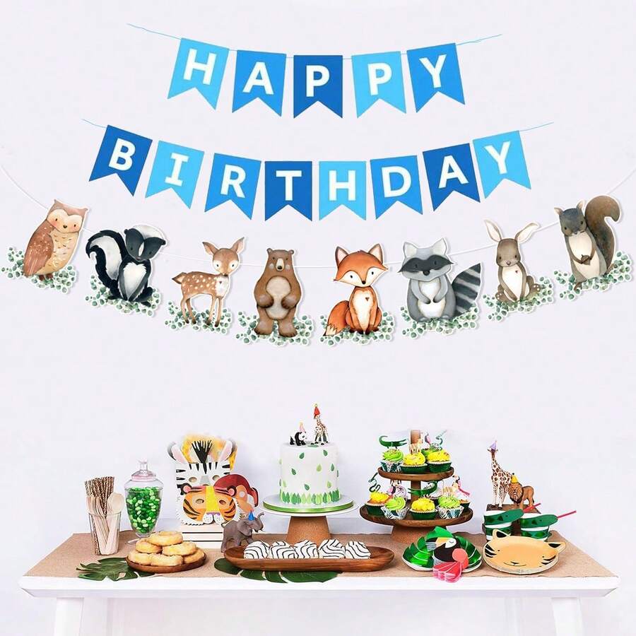 1Set Happy Birthday Banner, Swallowtail Bunting Flag, Blue Letters Banner, Birthday Pull Flag, Creative Party Decoration Fishtail , Letter PuSwallowtail Ll Flag, Flag Themed Birthday Party Supplies - Blue - View 1