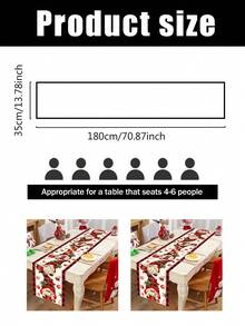 1pc 35x180cm Christmas Polyester Tablecloth, Christmas Hot Cocoa Gnome Red & Black Plaid Table Runner, Farmhouse Style Christmas Dining Table Decor For Home, Restaurant, Kitchen Holiday - Multicolor - View 6