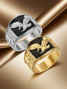 MONALLY 1pc 18K Gold Plated Stainless Steel Eagle Men's Ring, Perfect For Parties, Banquets & Nightclubs Jewelry Gift - Ring - View 13