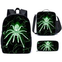 3 PiecesBackpack Set, Spider Print, Unisex, Lunch Bag, Pencil Bag, Backpack - Multicolor - View 17