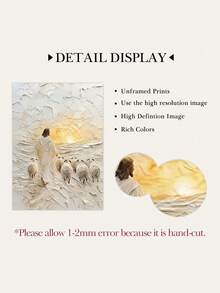 3 Pieces Jesus Walking On Water Posters Sheep Hanging Paintings Jesus Christ Art Printing Religion Wall Arts Vintage Wall Prints Modern Wall Picture Church Mural Living Room Wall Decor No Frame