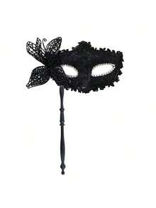 Women's Masquerade Mask With Handle, Half Face Mask For Party, Suitable For Halloween, Floral Patterned Masquerade Mask, Fashionable Half Face Mask Prop, Suitable For Parties, Celebrations, Performances, Suitable For Various Festivals And Events, Mysterious, Great Gift For Valentine's Day, Christmas, Halloween - Multicolor - View 16