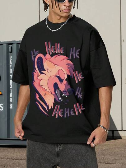 Hehe Hyena Pullover Hoodie Funny T-Shirt Furry Tees for Men 230g