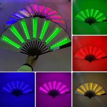 Ventilador plegable con luz LED, ventilador de iluminación danzante, ventilador plegable de mano, adecuado para festivales de música, bares de DJ, clubes, fiestas neón, Halloween y otras ocasiones - Multicolor - Ver 6