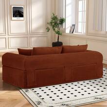 83" Modern Corduroy Loveseat Sofa,2-Seater Cloud Couch With Memory Foam And Spring  Seat With Four Pillows,Deep Seat Sofa With Wide Armrests,No Assembly Couch In A Box For Bedroom,Living Room - trái cam - Xem 3