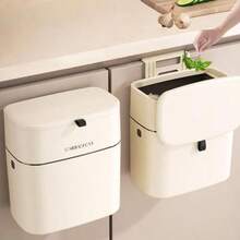 Creative Wall Mounted Hanging Trash Can Bin For Kitchens Cabinet Door With Lid Kitchen Trash Bins Garbage Can Home - Hook - View 3