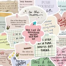 50 Inspirational Quotes Stickers - Floral, Geometric & Star Designs In Soft Colors For Laptop Phone Case Decoration - Positive Affirmation, Self Care, Daily Encouragement, Inspiration Stickers, Fun Patterns