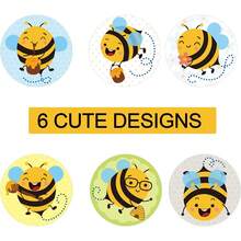 600 Pieces Bee Stickers Cute Yellow Bumble Honey Bee Stickers Round Bee Label Decals For Kids Birthday Baby Shower Teacher Reward Bee Theme Party Classroom Decoration, 1.2 Inch - 1 - View 7