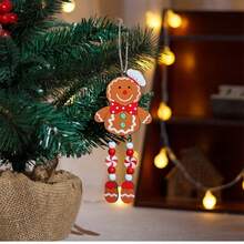 Conjunto de 2 enfeites de Natal para árvore: bonecos de gengibre de madeira em formato de boneco e boneca, decoração festiva para pendurar com miçangas, ideal para árvores de Natal, casa, festas, decoração aconchegante e charmosa para o lar, decoração de Natal, decoração de inverno.