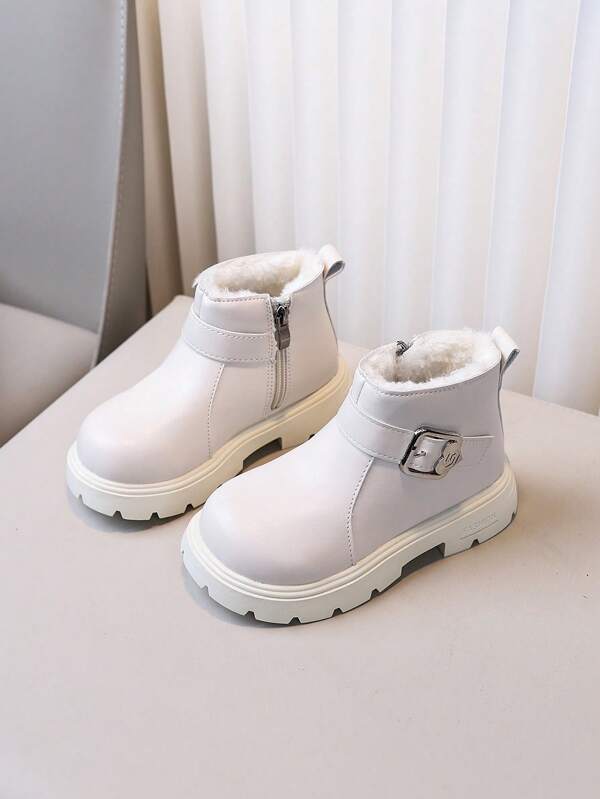 1 Paar Kinderstiefel, Winterfutter aus Plüsch, vielseitige kurze Outdoor-Stiefel für Mädchen