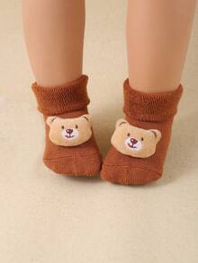 5 أزواج من الجوارب المخملية الكاكي ذات الحلقات المزينة بدبدوب الدب، سميكة ودافئة للخريف والشتاء، مزينة بديكورات دببة الدب الجميلة، مناسبة للأطفال الرضع من الجنسين من عمر 0 إلى 3 سنوات - متعدد الألوان - مشاهدة 4