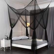 Suitable For Big Bed 4 Door Ceiling Mosquito Net Romantic 4 Door Bed Canopy Bedroom Dorm Home Decoration - 黑色 - 查看 7