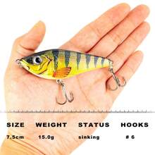 7.5cm 15g Glide Jerkbait Slow Sinking Hard Artificial Fishing Lures For Pike Musky Baits