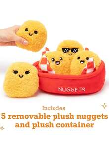 6 件 Relatable 出品的 Positive 鸡块，可爱的毛绒动物和玩具，柔软的玩具和毛绒玩具，适合所有年龄段的亲人的绝佳礼物，包含 5 个带提篮的毛绒玩具 - 彩色 - 查看 3