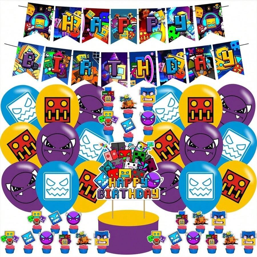 Geometry Dash Birthday Party Decorations, Geometry Dash Birthday Party ...