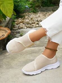 Women's Orthopedic Comfort Slip-On Sneakers - Arch Support With Skin-Friendly Foam, Breathable Knitted Fabric, All-Day Lightweight Walking Shoes, Non-Slip PVC Sole - Suitable For Nurses, Teachers, Standers And Runners, Orthopedic Shoes, Exquisite Pressure Relief Design, Beautiful Embroidery, Soft And Shockproof, Suitable For Long-Term Standing, Comfortable And Lightweight Women's Walking Sneakers, Women's Sports Casual Shoes - Apricot - View 5