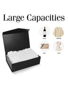 Large Gift Box - Black Foldable Groomsman Gift Box With Magnetic Lid - Groom Groomsman Proposal Gift Box, Oversized Gift Box, Can Fit Clothes And Large Gifts - Suitable For Birthday, Party And Wedding - Black - View 6