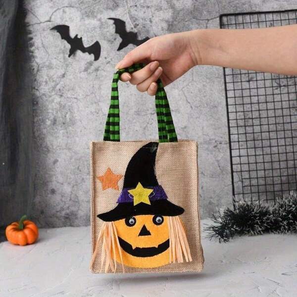 Sac fourre-tout en non-tissé, chapeau noir, citrouille, sorcière, horreur, fantôme, fête de festival, attrape-friandises, Joyeux Halloween Décoration
