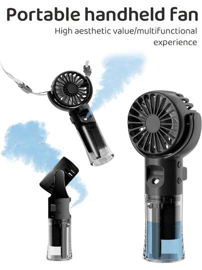 Portable Handheld Misting Fan, Mini Misting Handheld Fan, Rechargeable Battery Powered, Mist Fan, Foldable, 4 Wind Speeds, Mini Personal Cooling Fan, Suitable For Outdoor, Travel, Makeup, Home, Office, Camping