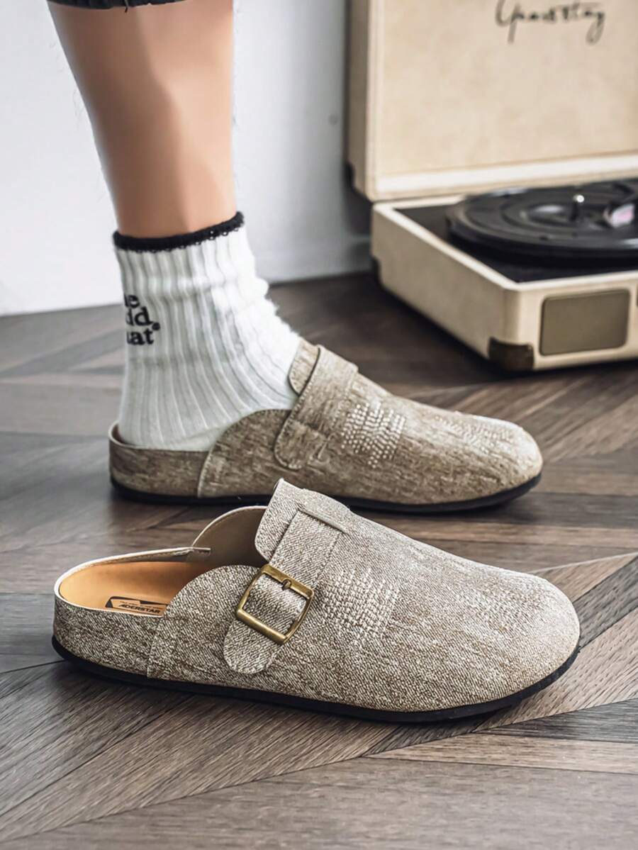 男士平底防滑拖鞋，耐穿舒适，室内外皆宜，尺码偏小一码 - 沙色 - 查看 1