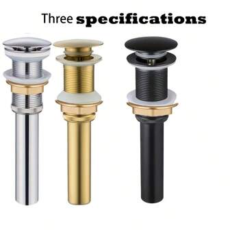 Stainless Steel Pop-Up Sink Faucet With Drain Stopper, Featuring Powder Coating Finish, Suitable For Bathroom And Kitchen Drainage, Manual Operation, No Electricity Required (Matte Black, Brushed Gold, Electroplated Silver, 3 Color Options) Stainless Steel Pop-Up Drain For Bathroom Sink, Vanity Washbasin, With Stainless Steel Drainage Filter