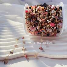 100 厘米全铜防锈 14k 天然石散珠链项链手链 DIY 工艺用品（不包括收纳卷轴） - 金色 - 查看 6