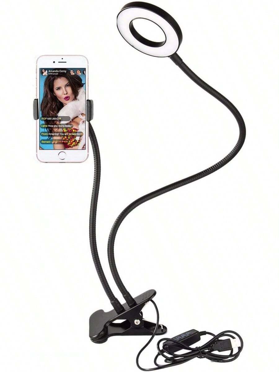 Aro De Luz Led Con Pinza Para Selfie - Negro - - Ver 1
