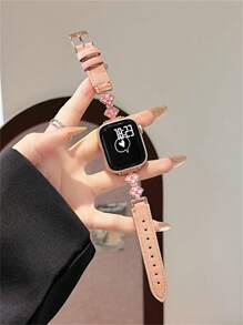 New Plum Blossom Leather Strap Compatible With 38/40/41/42/44/45/46/49mm Compatible With Apple Watch Strap Ultra/S10/9/8/7/6/5/4/3/2/1