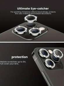 3 件彩色水钻相机镜头保护膜适用于 Apple 17/17Air/17pro/17promax/16/16pro/16plus/16promax/16 14 Pro 6.1 英寸 /14 Pro Max 6.7 英寸，嵌入式人造钻石闪亮相机盖钢化玻璃适用于 Apple 14 Pro Max /14 Pro/15/15Promax/15Pro [完美贴合] - 人造钻石多色 - 黑色 - 查看 7