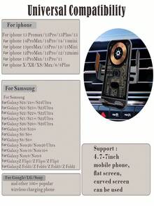 SUONEE Kabelloses AutoHandy-Ladegerät, Halterung, Ständer, 15 W, Schnellladung, automatische Klemmung, Lüftungsschlitz, Autozubehör für iPhone 16 SE 15 14 13 12 11 Xs Max XR S25 S24 S23 S22 S21 S20 S10+ S9 Note 20 Note 10, kabellose FunktionsHandy