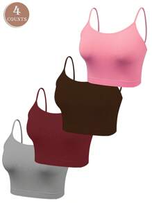 4pcs Open Shoulder Elastic Camisole Sports Bras - Basic