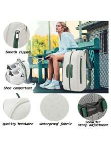 Mochila para 2 raquetas - Capacidad grande, resistente al agua, bolsa para tenis/bádminton con 6+ bolsillos, tecnología de separación húmedo-seco - Regalo perfecto para atletas y entusiastas del deporte (Cabe 2 raquetas + equipo)