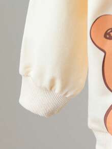 2pcs Set, Casual & Cute, Soft & Comfortable, Cartoon Bear Print, 3D Design, Round Neck Long Sleeve Sweatshirt And Solid Color Elastic Waist Pants, Toddler Boys Outfit, Baby Boys Autumn Clothing, Suitable For Daily Use, Vacation, Party, Outing