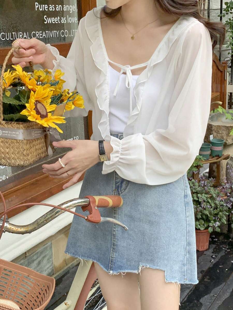 1 chiếc khăn choàng voan nhẹ cho nữ, thích hợp mặc với váy ngủ, áo choàng điều hòa thoáng khí - Nhiều màu - Xem 1