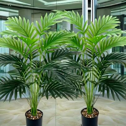 2pcs Giant Durable Artificial Palm Trees - Suitable For Home, Large Leaves, Maintenance-Free, All-Season Trees, Suitable For Various Room Types, Indoor And Outdoor - Great For Love And Wedding Scenes, Planter Not Included