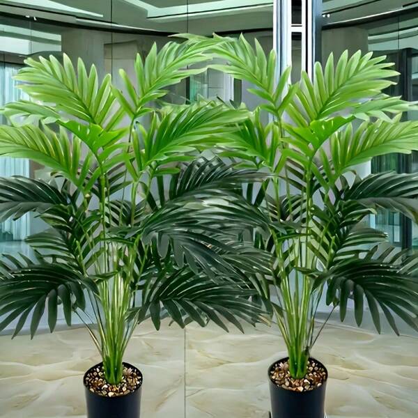 2pcs Giant Durable Artificial Palm Trees - Suitable For Home, Large Leaves, Maintenance-Free, All-Season Trees, Suitable For Various Room Types, Indoor And Outdoor - Great For Love And Wedding Scenes, Planter Not Included