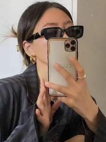 1副时尚V形小方框个性化爆款眼镜 - 黑色 - 查看 3