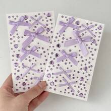 全新儿童卡通粘贴式雪纺蝴蝶结面料蝴蝶水钻装饰贴纸，可用于面部化妆和装饰明信片、卡片、书籍、学校用品、返校