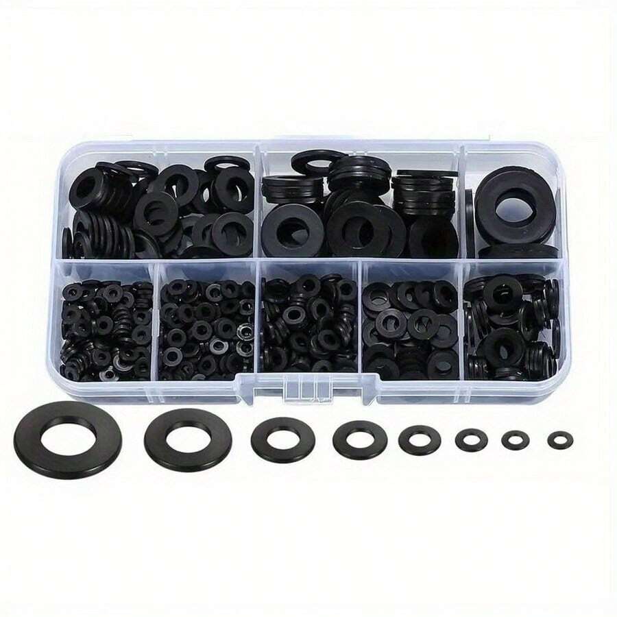 210pcs/500pcs Nylon Insulation Plastic Flat Washers, In-Stock Insulating Gaskets, Plastic Washers, Nylon Washers, Black & White - Many - View 1