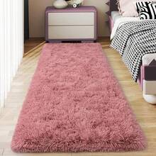 Soft Fluffy Shag Throw Area Rug, 2x4 Black, Non-Slip Bedroom, Hallways, Bedside, Dorm, Living Room - Long Shaggy Rug - 腮紅粉紅 - 查看 1
