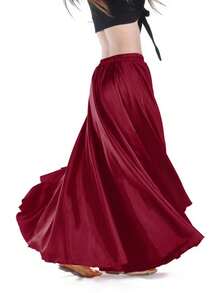 肚皮舞裙，高开衩喇叭裙，闪亮表演派对裙，性感开衩裙 - 彩色 - 查看 21