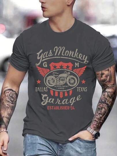 Men's Personalized Printed Short Sleeve T-Shirt, Comfortable & Breathable, Suitable For Summer Wear, Leading Fashion