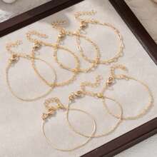 7 件简约多层链条手链套装，适合日常、通勤、派对佩戴