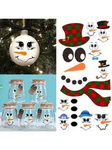 1 pieza Pegatinas de pared de muñeco de nieve de Navidad de dibujos animados con expresión, pegatinas de materiales de PVC removibles y autoadhesivas, fáciles de despegar, adecuadas para decoración de pared, fondo, sala de estar, dormitorio, hogar, decoración navideña, regalos de cumpleaños y graduación, decoración de habitación, decoración de dormitorio, decoración de cocina, decoraciones navideñas para el hogar
