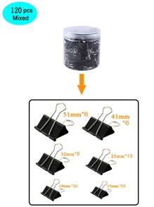100 piezas de clips para carpeta de tamaños surtidos, extra grande, grande, mediano, pequeño, mini y micro, clips de papel para oficina, hogar y escuela, para cubrir diferentes necesidades - Negro, de vuelta a la escuela, útiles escolares